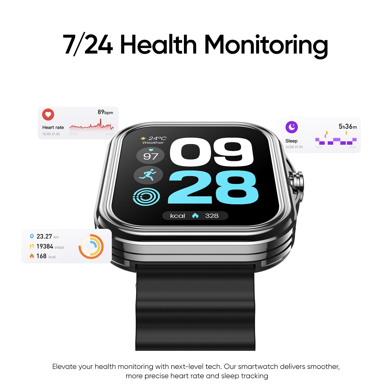 Tranya Z05 Smartwatch® IP68 water resistance, Bluetooth calling, Ultra-thin 1.8-inch display fitness with multiple sports functions including sleep, blood pressure, heart rate, and oxygen monitoring, compatible with Android/iOS systems.