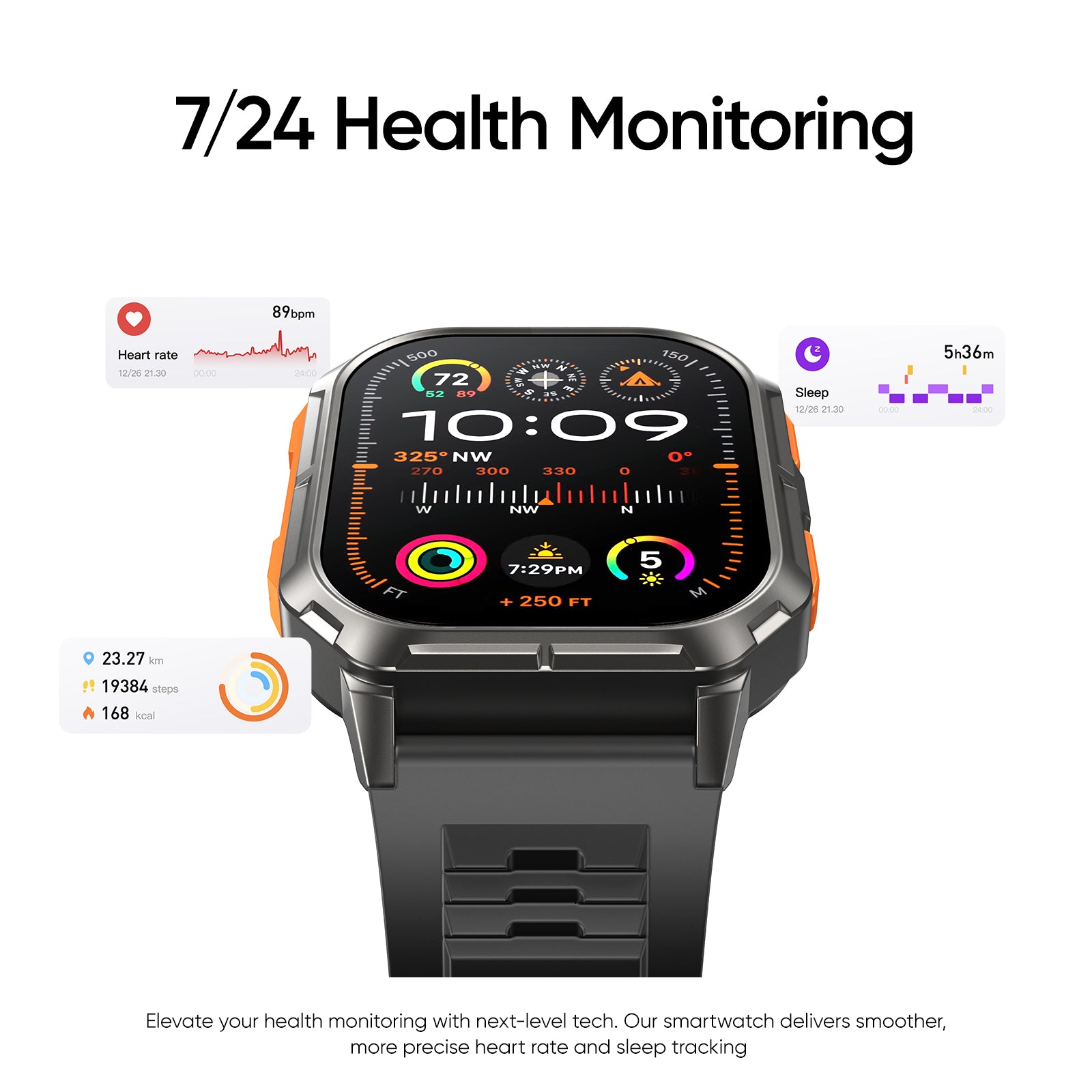 Tranya D28 Smartwatch® Bluetooth Calling, 100+ Sports Mode, Health Monitoring of Sleep, Blood Pressure, Heart Rate, Blood Oxygen, Compatible with Android/iOS System
