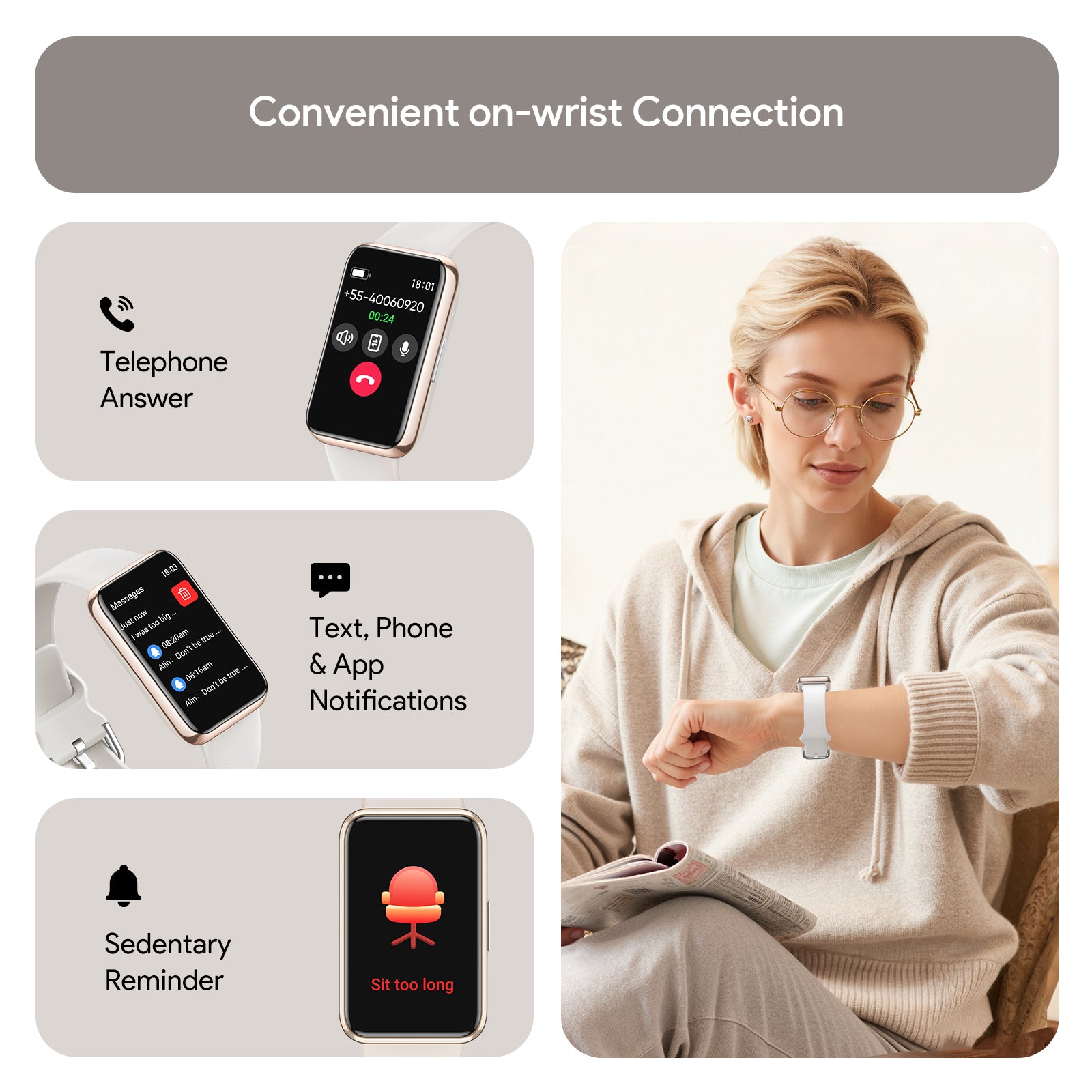 Tranya D36 Smartwatch® Health and Fitness Tracker with All-Day Heart Rate, Blood Oxygen, Blood Pressure, and Sleep Tracker, IP68 Waterproof