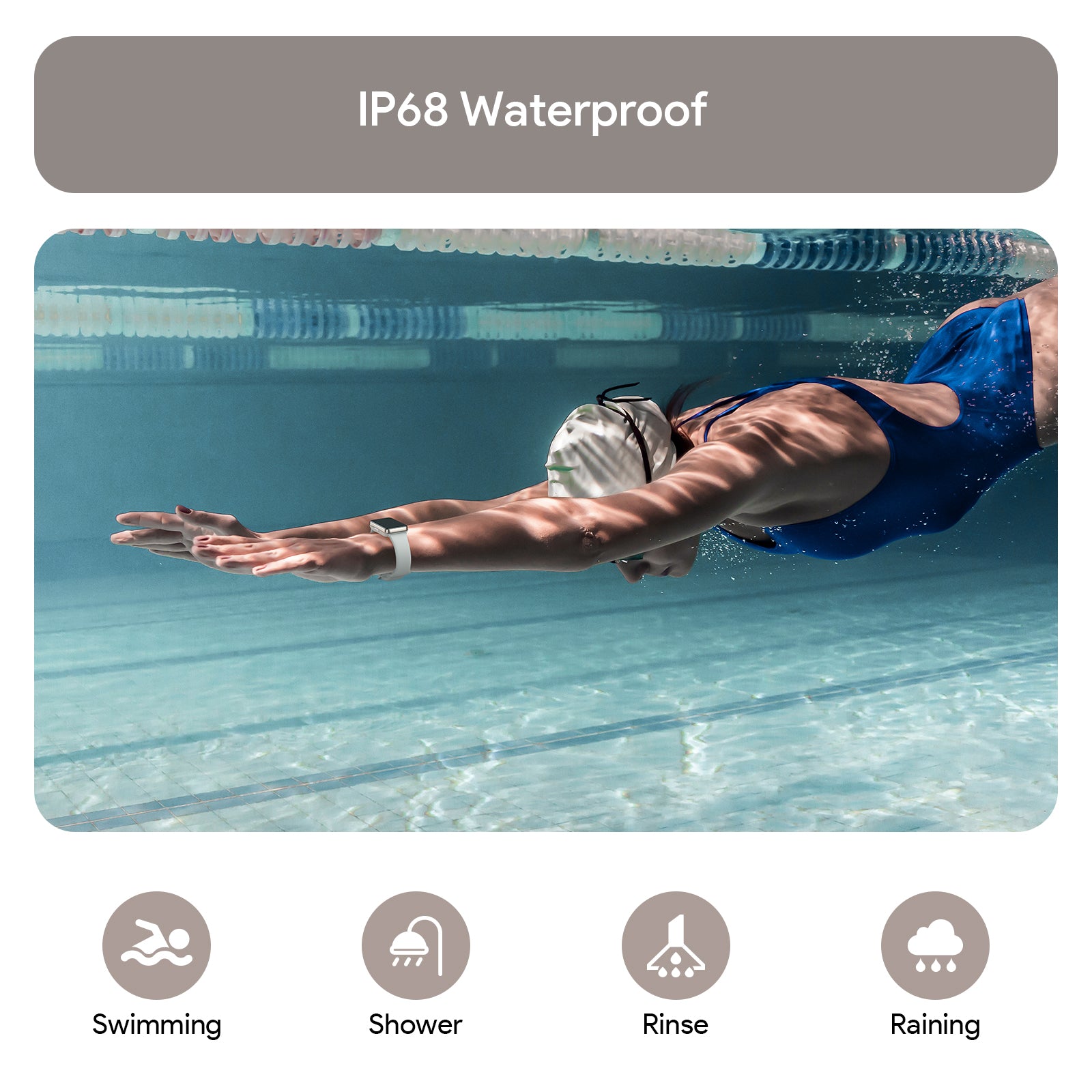 Tranya D36 Smartwatch® Health and Fitness Tracker with All-Day Heart Rate, Blood Oxygen, Blood Pressure, and Sleep Tracker, IP68 Waterproof