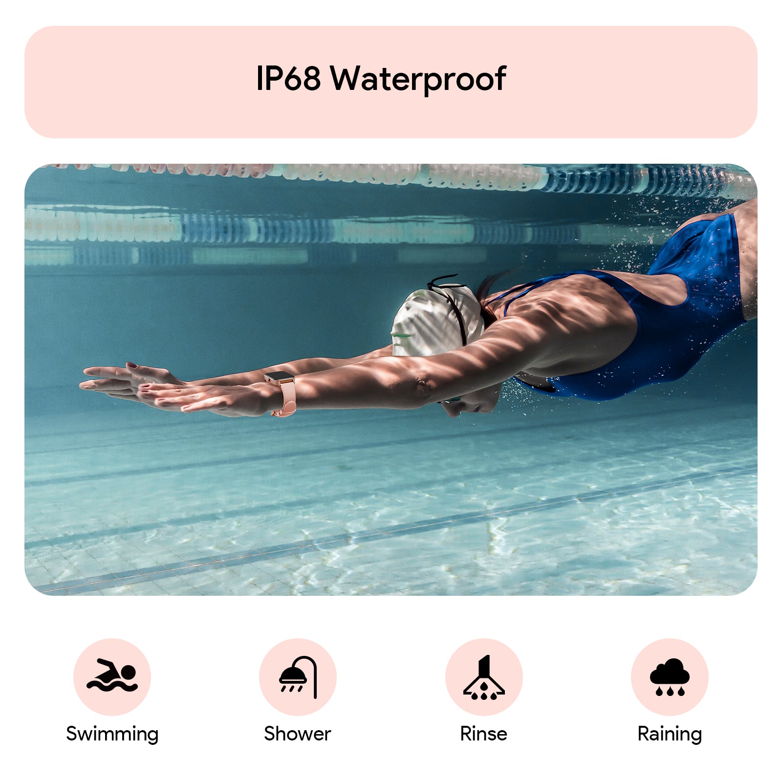 Tranya D16 Smartwatch® Fitness for Female and Male, Supports Bluetooth Calling, 24/7 Heart Rate Monitoring, Blood Oxygen Monitoring, Sleep and Step Tracking, 100 Sports Modes, IP68 Waterproof Fitness Tracker, Compatible with Android and iOS Systems