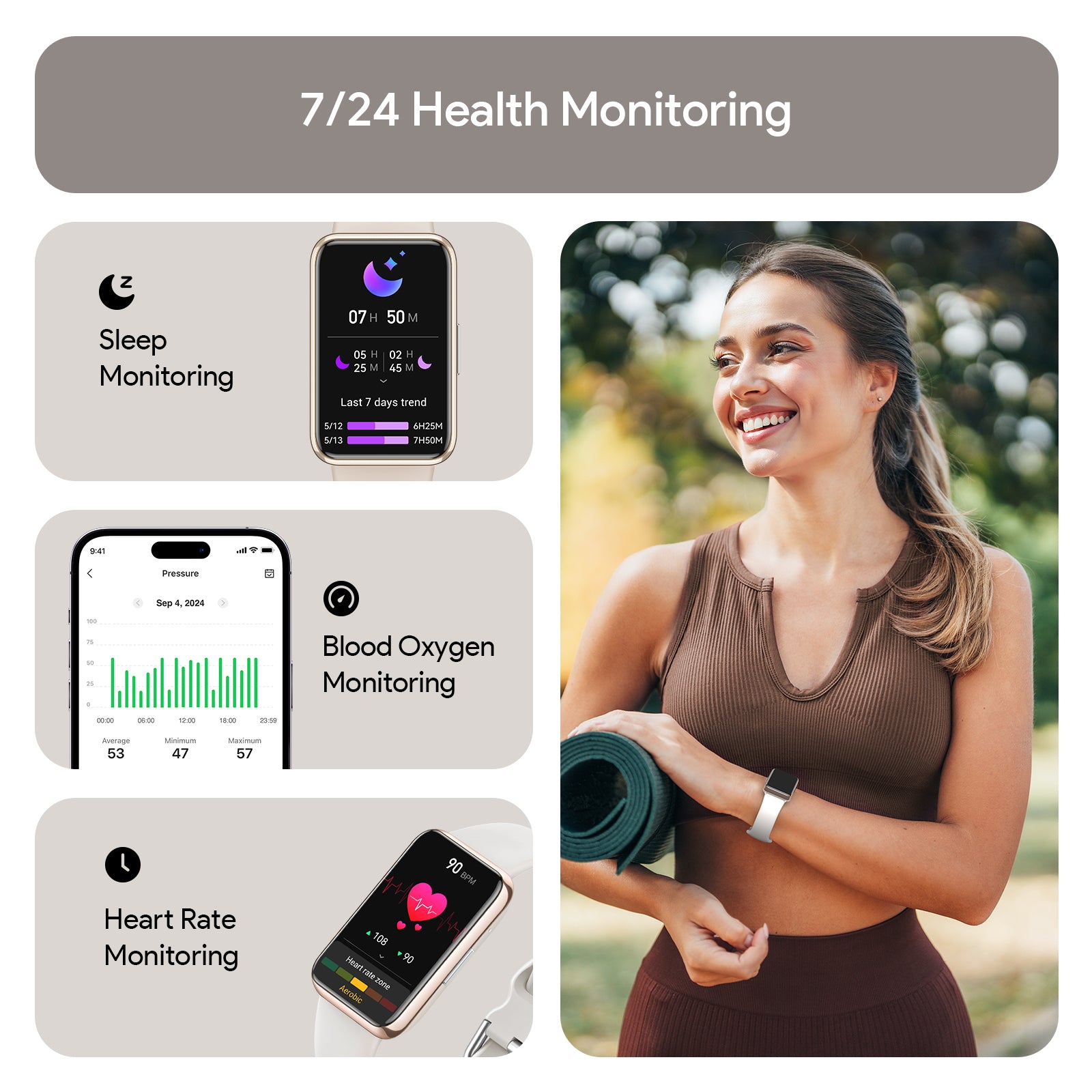 Tranya D36 Smartwatch® Health and Fitness Tracker with All-Day Heart Rate, Blood Oxygen, Blood Pressure, and Sleep Tracker, IP68 Waterproof