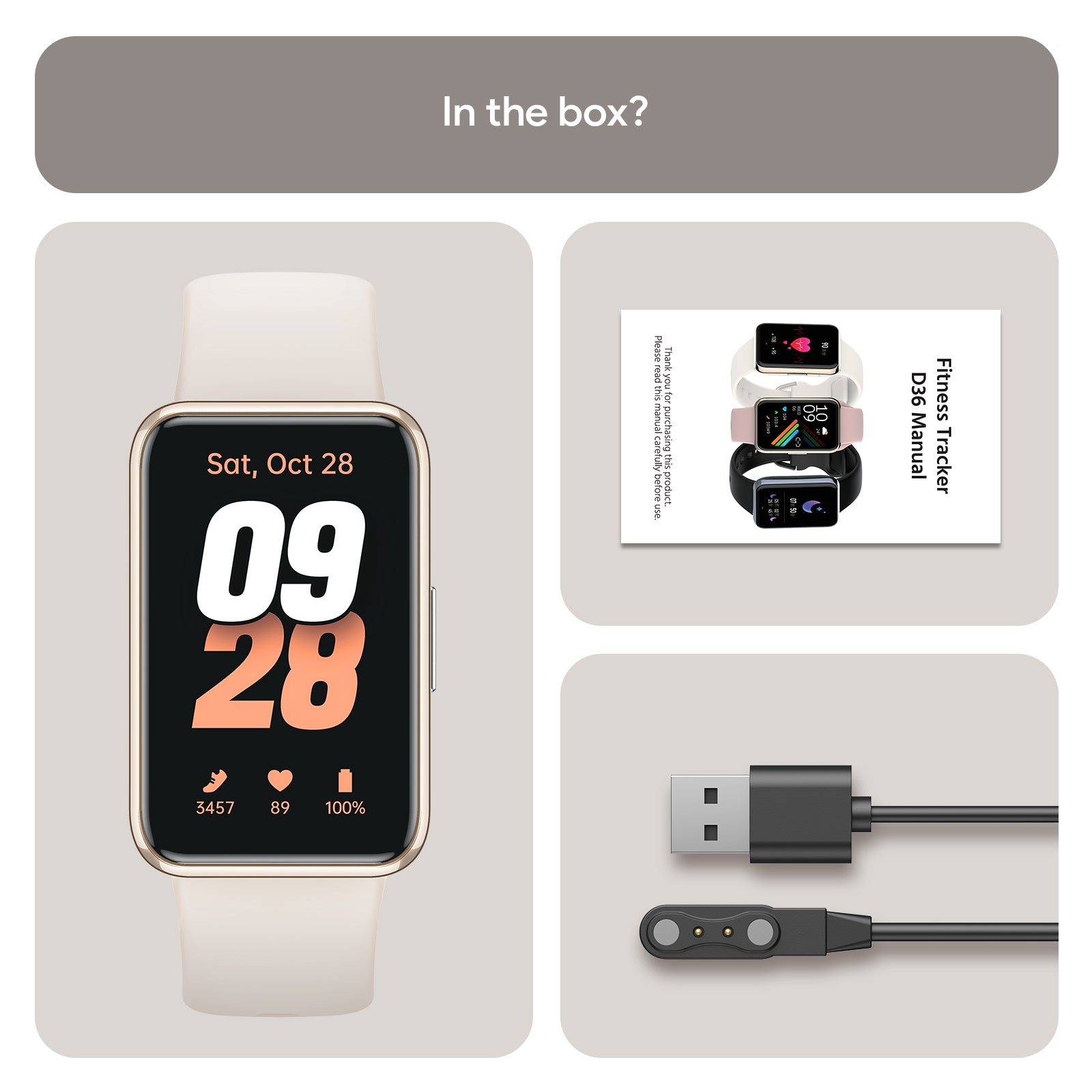 Tranya D36 Smartwatch® Health and Fitness Tracker with All-Day Heart Rate, Blood Oxygen, Blood Pressure, and Sleep Tracker, IP68 Waterproof